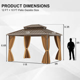 Tangkula 12x16 FT Hardtop Gazebo for Patio Garden Deck Lawn Backyard