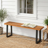 Tangkula Acacia Wood Outdoor Bench for Porch