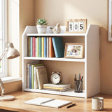 Tangkula 3-Tier Wooden Countertop Bookcase with Guardrails