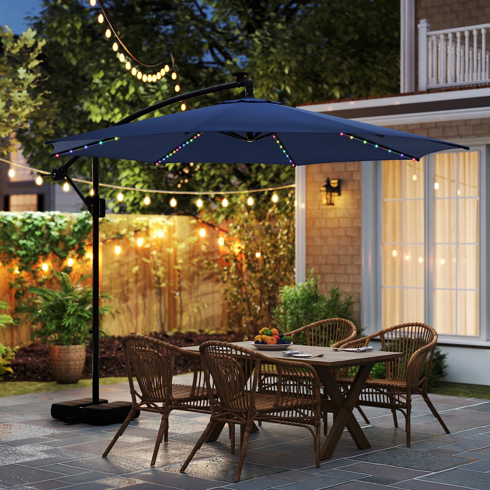Tangkula 10 FT Solar Cantilever Patio Umbrella with Base – tangkula Tangkula 10 FT Solar Cantilever Patio Umbrella with Base – tangkula