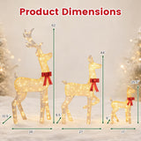 Tangkula 3-Piece Christmas Lighted Reindeer Family Set, 3D Pre-lit Deers