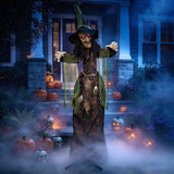 Tangkula 6.2 FT Animated Halloween Standing Talking Witch with Glowing Eyes