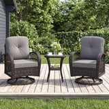 Tangkula 3 Piece Swivel Patio Rocking Set w/Thickened Cushions | Patio Furniture Sets