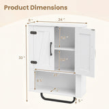 Tangkula Bathroom Wall Cabinet with 2 Barn Doors & Metal Towel Bar