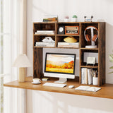 Tangkula Desktop Bookshelf 37" Countertop Storage Hutch（7 Shelves）