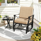 Tangkula Patio Glider Rocking Chair with Metal Frame and Thick Cushions