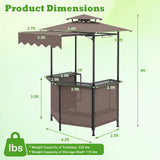 Tangkula Outdoor Grill Gazebo with Awning & 4 Slatted Metal Shelves