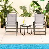 Tangkula Patio Folding Dining Chairs Set of 2, Space-Saving Outdoor Sling Chairs with Armrest & Backrest