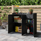 Tangkula Rattan Outdoor Storage Cabinet