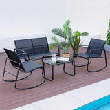 Tangkula 8 Piece Patio Rocking Set, 2 Rocking Chairs & Loveseat with Glass-Top Table