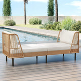 Tangkula Patio Rattan Daybed with Seat & Back Cushions