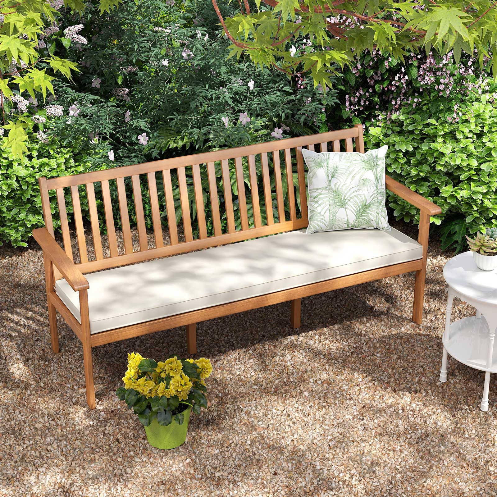 Extra Long Bench Cushion Tangkula Outdoor 3-Seat Wood Bench, 64