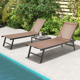 Tangkula 3 Piece Patio Chaise Lounge Set, Aluminum Patio Recliner with Coffee Table