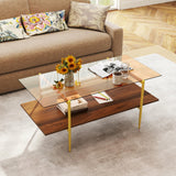Tangkula 2-Tier Glass Coffee Table
