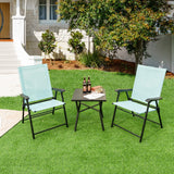 Tangkula Set of 2 Patio Folding Chairs, Portable Sling Back Chairs with Armrests and Metal Frame