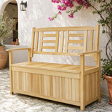 Tangkula 49 Gallon Outdoor Wood Storage box with Seating