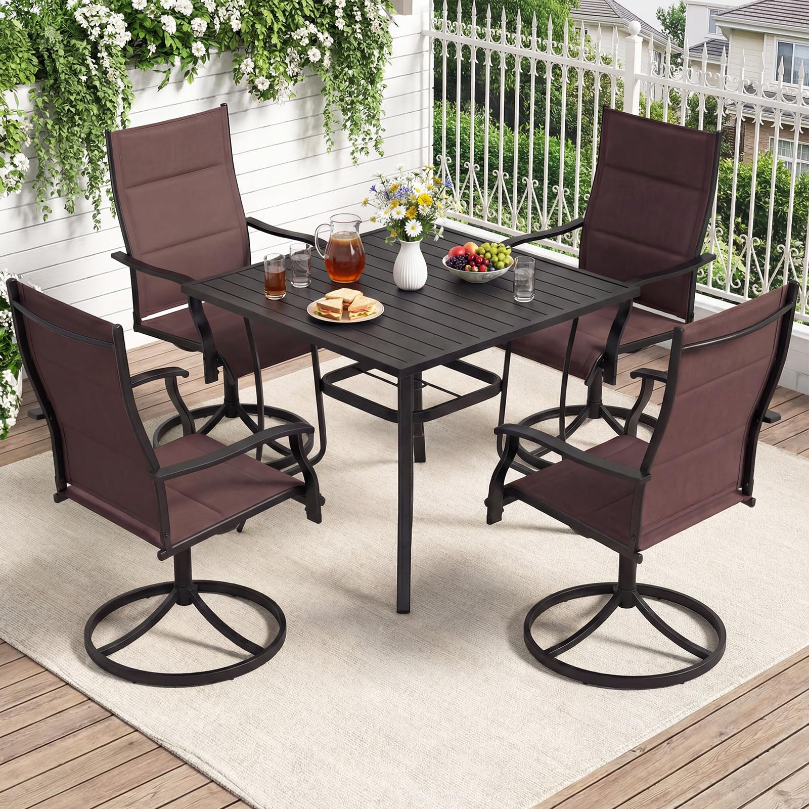 Tangkula 5 Pieces Outdoor Dining Set for 4