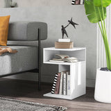 Tangkula S-Shaped Side Table, 3 Tier Wood End Table with Open Storage Shelves