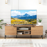 Tangkula 2-Door TV Stand with Charging Station for TVs up to 65”