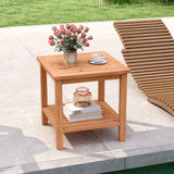 Tangkula 2 Tier Acacia Wood Square End Table with Slatted Tabletop & Storage Shelf