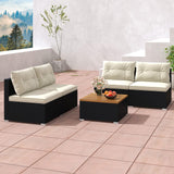 Tangkula 5 Piece Rattan Sofa Set, Patiojoy Outdoor Wicker Furniture Set with Seat & Back Cushions
