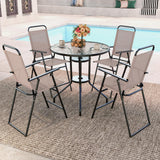 TAGNKULA Outdoor Folding Bar Stool Set of 2/4, Patio Dining Chairs, Outdoor Bar-Height Stools w/Armrests