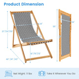 Tangkula Sling Chair Outdoor, Patio Deck Chair with Solid Bamboo Frame & Breathable Canvas Seat