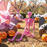 Tangkula Halloween Pink Skeleton Decoration for Home
