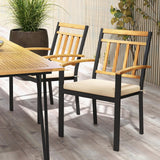 Tangkula Patio Dining Chairs Set of 2/4, Metal Outdoor Chairs, Support 400 LBS, Parallel back
