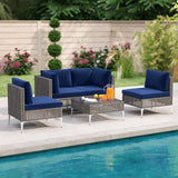 Tangkula 5 Piece Patio Wicker Heavy Duty Sectional Cushioned Sofa Set
