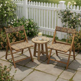 Tangkula Teak Wood Folding Hand-Woven PE Rattan Outdoor Chairs Set of 2/4