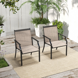 Tangkula Patio Dining Chairs Set of 2, Large Outdoor Chairs with Breathable Seat & Metal Frame