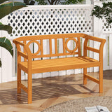 Tangkula Acacia Wood Outdoor Bench with Backrest