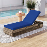 7-Position Adjustable PE Rattan Outdoor Chaise Lounge Chair