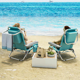 Tangkula 5-Position Lightweight Folding Lay Flat Beach Chairs with Storage Bag