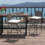 Tangkula Set of 2 Patio Wicker Barstools, Outdoor Bar Height Chair