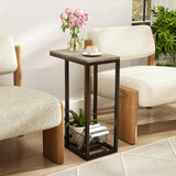 Tangkula C-Shaped End Table Slide Under Couch TV Tray