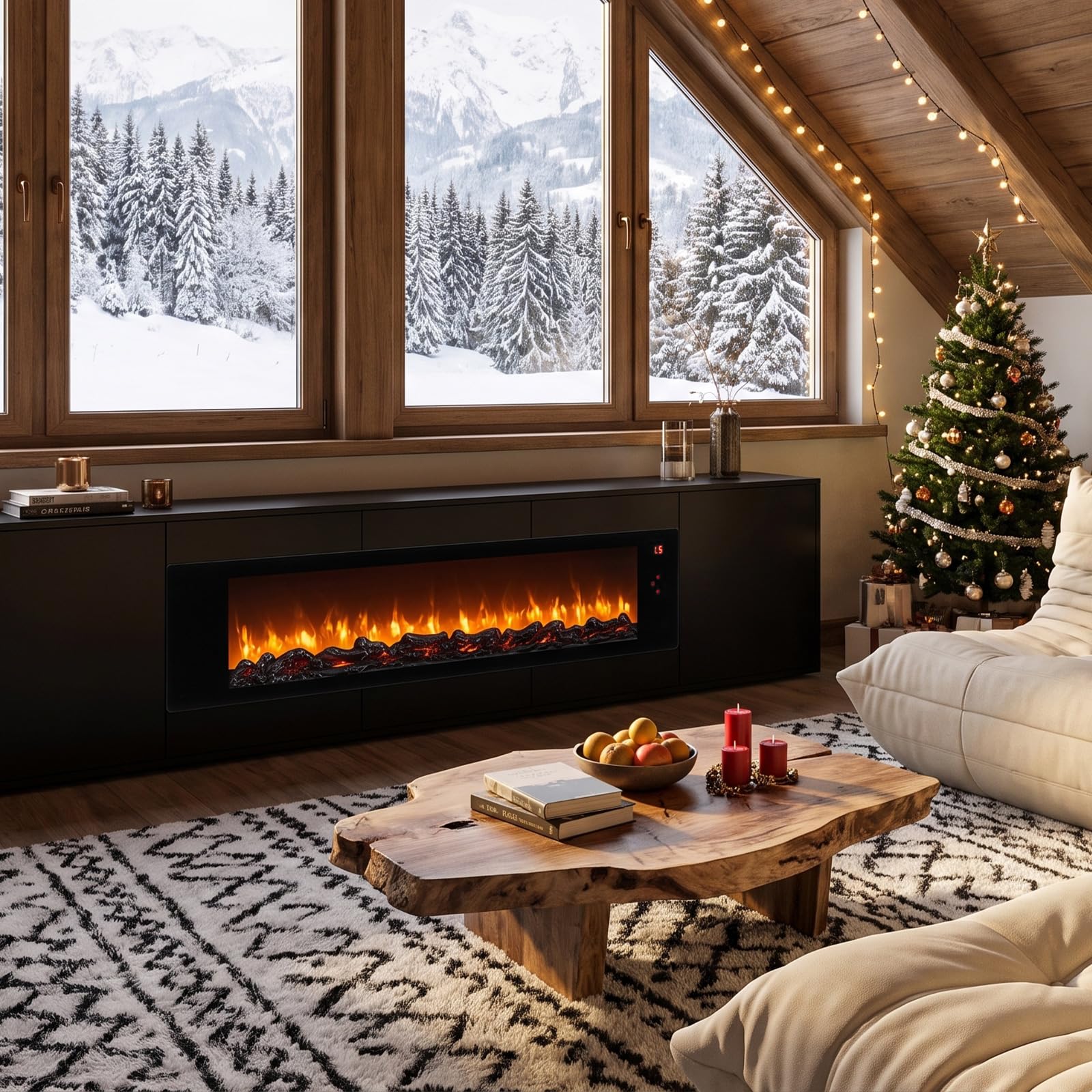 Tangkula 36 Inch Flame Only Electric Fireplace with Remote