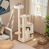 Tangkula 60 Inch Multi-Level Modern Wooden Cat Tower with 2-Story Condo