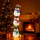 Tangkula Christmas Lighted Penguins Decoration with Warm White Lights and Cute Hats