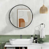 Tangkula Black Circle Bathroom Mirror 24", Round Wall Mirror w/Explosion-Proof Film, Steel Frame