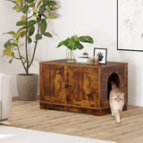Tangkula Cat Litter Box Enclosure Furniture Indoor Wooden Cat House End Side Table Nightstand