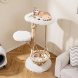 Tangkula 48.5 Inch Solid Wood Cat Tree with Hanging Cradle and Jute Scratching Post