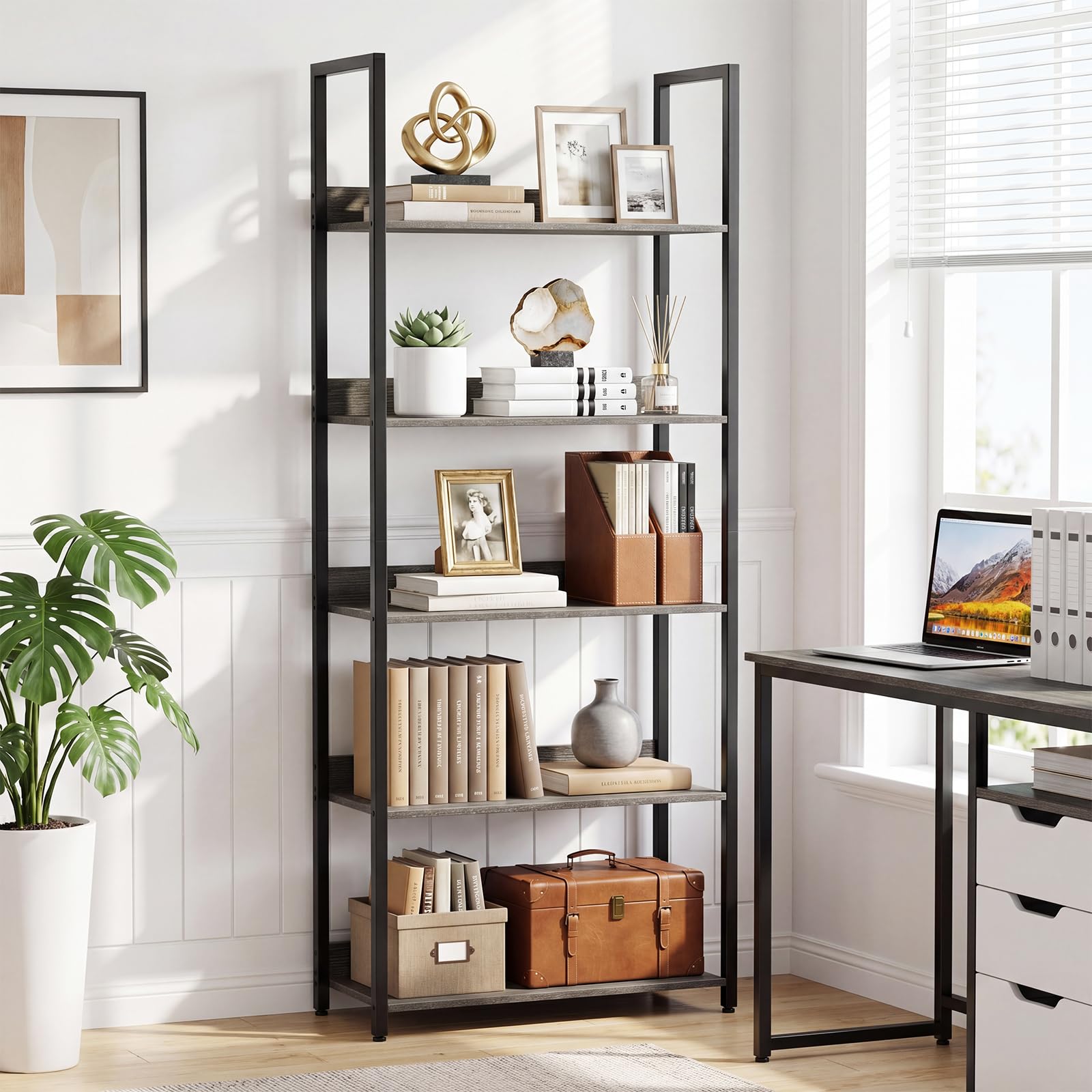 Tangkula 5-Tier Bookshelf for Living Room