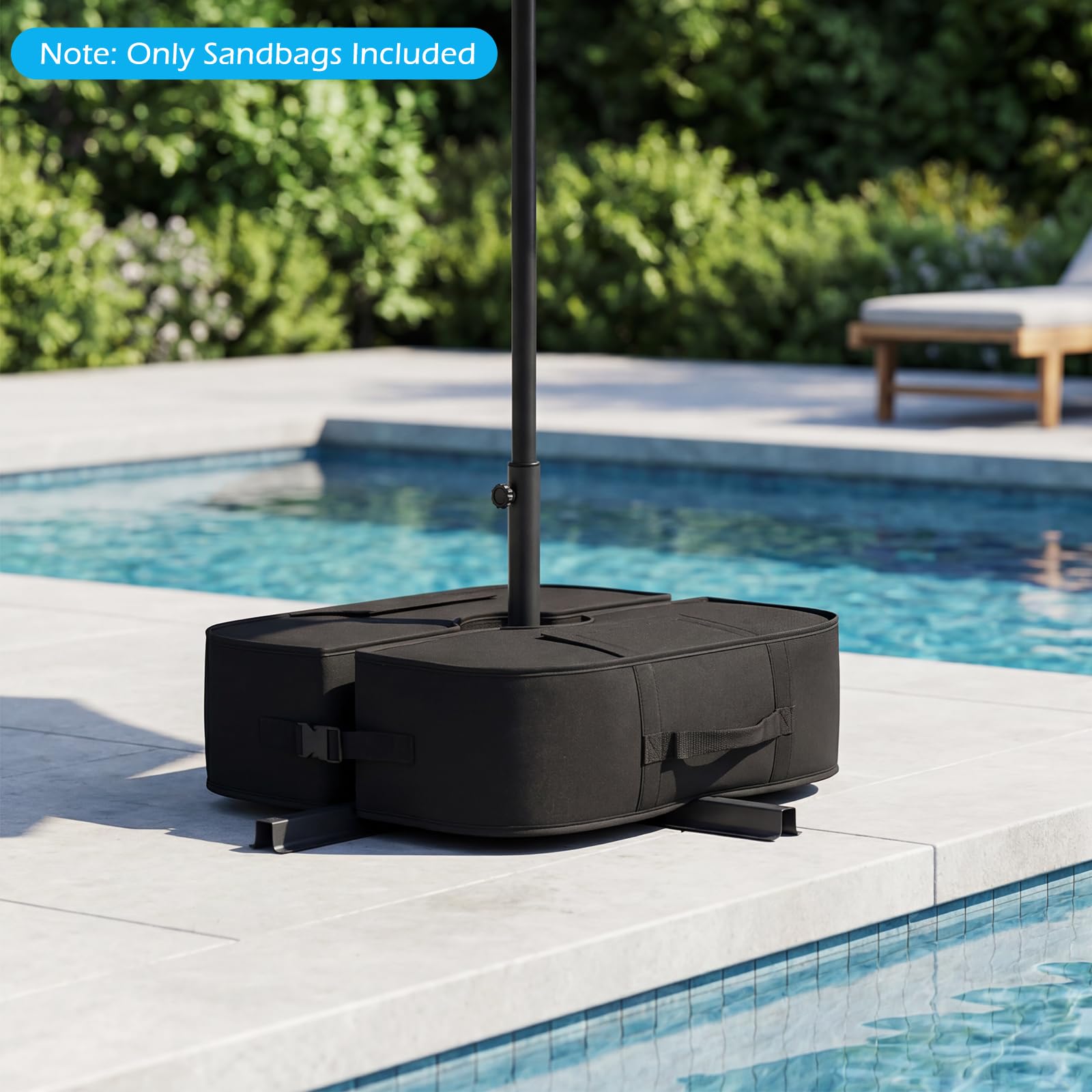 90 pound patio umbrella base The XL Clamshell Vintage Black 90Lbs easy handling Anodized steel Patio Umbrella Base: