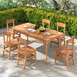 Tangkula Patio Extendable Dining Table for 6-8 People