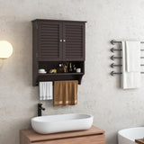 Tangkula Wall Mounted Bathroom Cabinet with Open Shelf & Bar