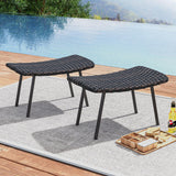 Tangkula Set of 2 Patio Ottomans, Multipurpose Rattan Ottomans w/Padded Quick Dry Foam & Heavy-Duty Metal Legs