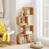 Tangkula Bamboo Geometric Bookshelf