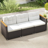 Tangkula 3 Seat Patio Couch Sofa with Thick Cushion for Porch